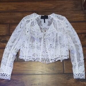 "BCBGMAXAZRIA" brand. All White Lace Jacket. Size XXS.